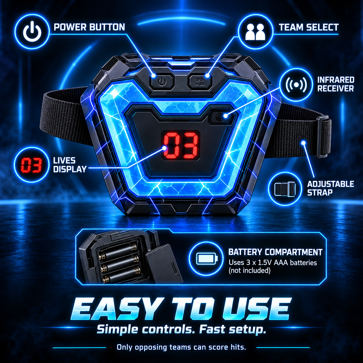 NeonStrike chest target – easy to use controls
